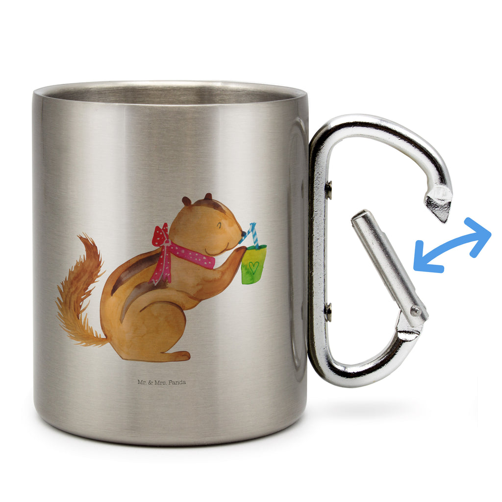 Edelstahlbecher Eichhörnchen Smoothie Edelstahltasse, Karabiner, Edelstahlbecher, Outdoor, Camping, Tasse, Becher, Tiermotive, Gute Laune, lustige Sprüche, Tiere, Green Smoothies, Diät, Abnehmen, Streifenhörnchen, Eichhörnchen