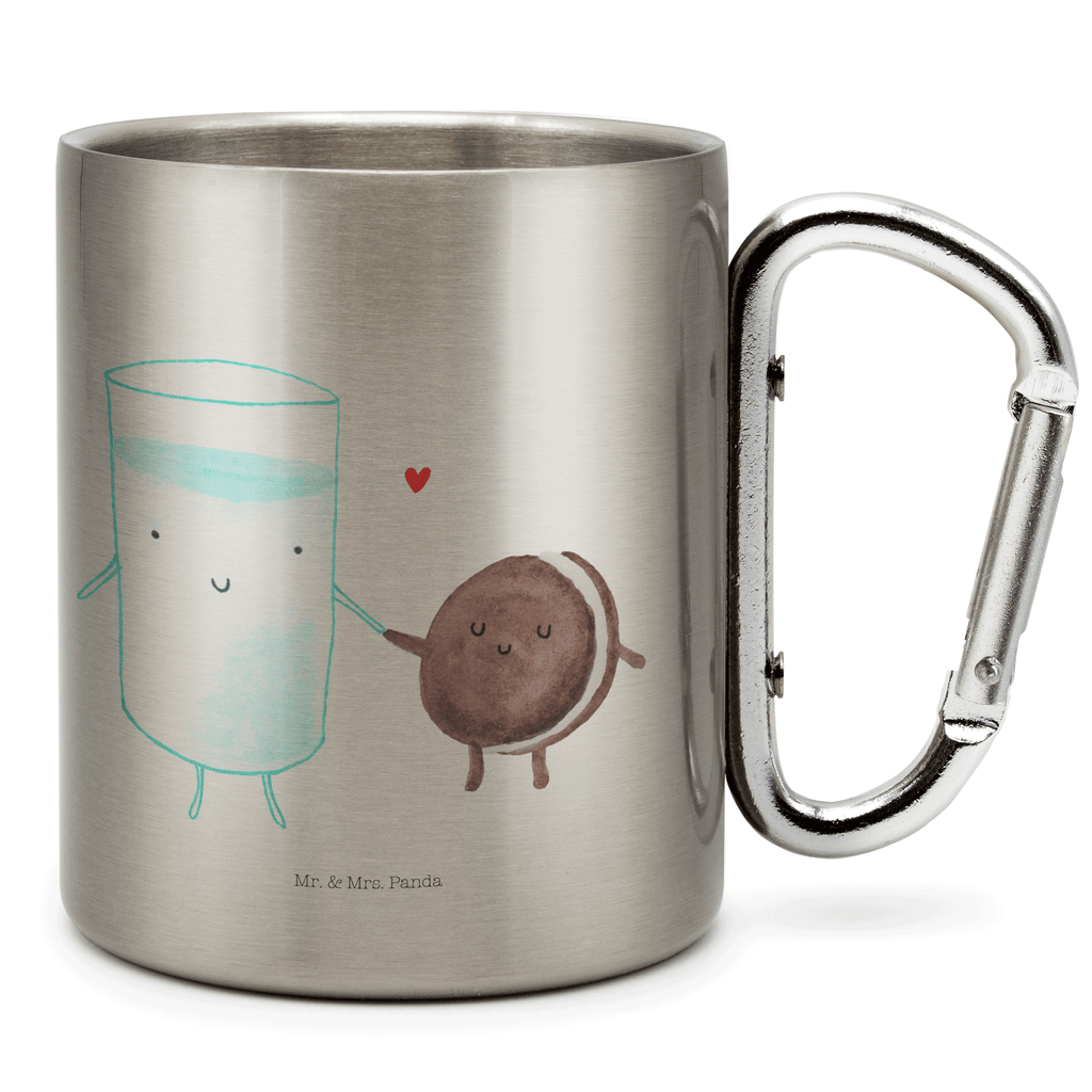 Edelstahlbecher Milch & Keks Edelstahltasse, Karabiner, Edelstahlbecher, Outdoor, Camping, Tasse, Becher, Tiermotive, Gute Laune, lustige Sprüche, Tiere, Milk, Cookie, Milch, Keks, Kekse, Kaffee, Einladung Frühstück, Motiv süß, romantisch, perfektes Paar