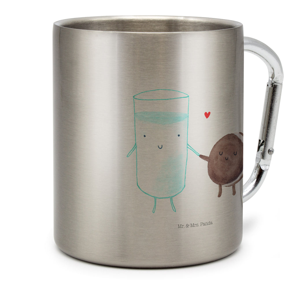 Edelstahlbecher Milch & Keks Edelstahltasse, Karabiner, Edelstahlbecher, Outdoor, Camping, Tasse, Becher, Tiermotive, Gute Laune, lustige Sprüche, Tiere, Milk, Cookie, Milch, Keks, Kekse, Kaffee, Einladung Frühstück, Motiv süß, romantisch, perfektes Paar