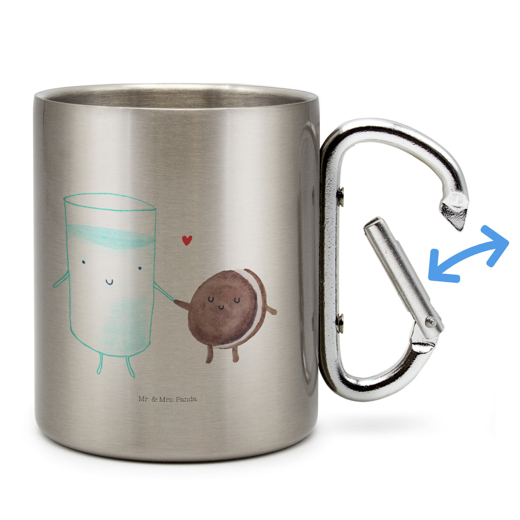 Edelstahlbecher Milch & Keks Edelstahltasse, Karabiner, Edelstahlbecher, Outdoor, Camping, Tasse, Becher, Tiermotive, Gute Laune, lustige Sprüche, Tiere, Milk, Cookie, Milch, Keks, Kekse, Kaffee, Einladung Frühstück, Motiv süß, romantisch, perfektes Paar