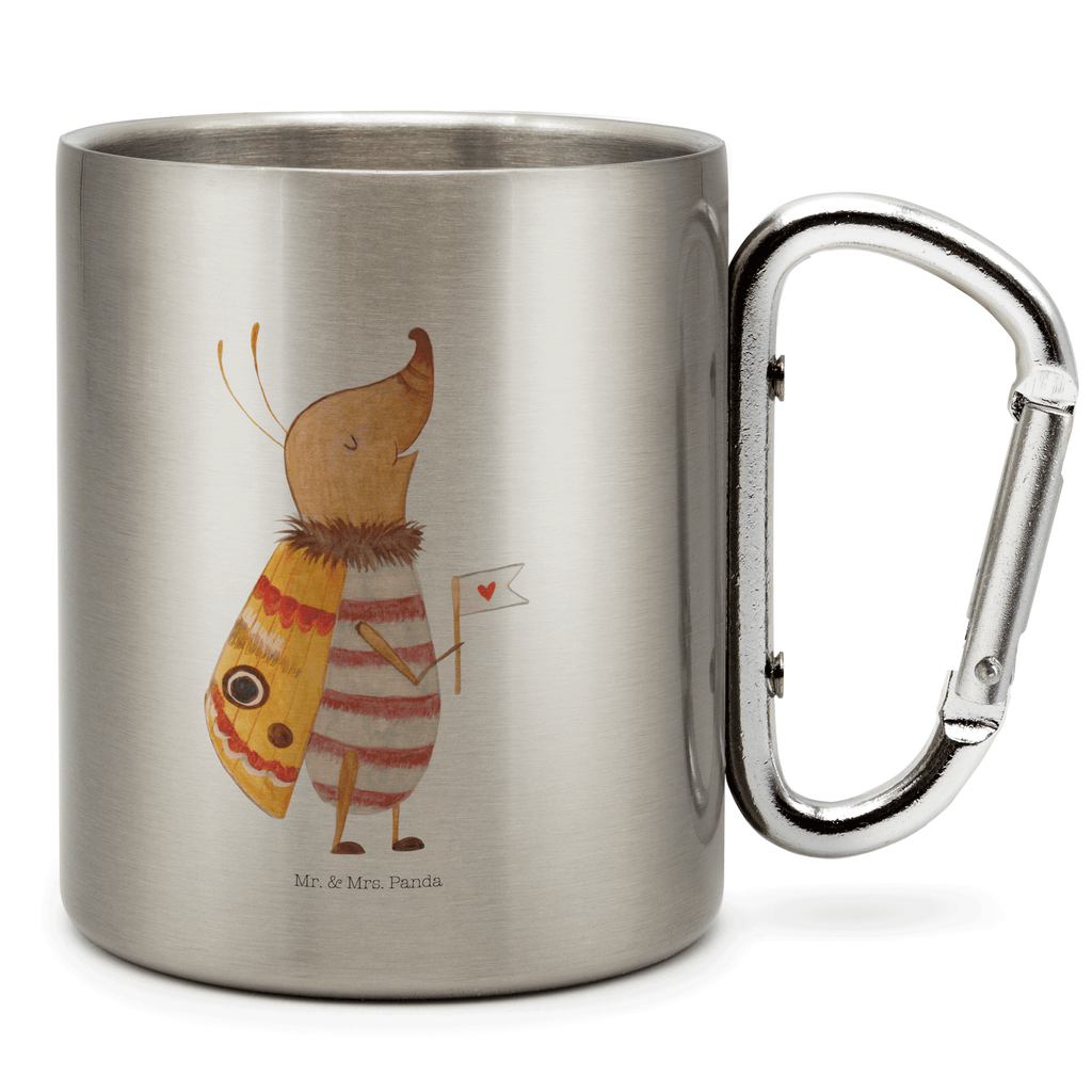 Edelstahlbecher Nachtfalter mit Fähnchen Edelstahltasse, Karabiner, Edelstahlbecher, Outdoor, Camping, Tasse, Becher, Tiermotive, Gute Laune, lustige Sprüche, Tiere, Nachtfalter, Käfer, Spruch lustig, Spruch witzig, süß, niedlich, Küche Deko, Was kostet die Welt