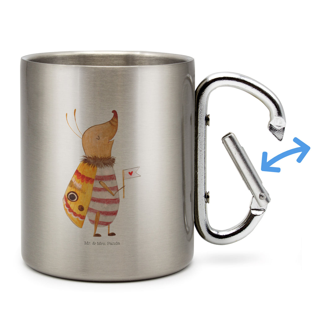 Edelstahlbecher Nachtfalter mit Fähnchen Edelstahltasse, Karabiner, Edelstahlbecher, Outdoor, Camping, Tasse, Becher, Tiermotive, Gute Laune, lustige Sprüche, Tiere, Nachtfalter, Käfer, Spruch lustig, Spruch witzig, süß, niedlich, Küche Deko, Was kostet die Welt