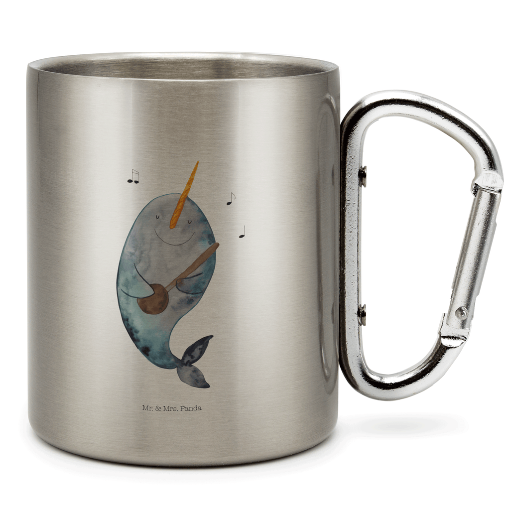 Edelstahlbecher Narwal Gitarre Edelstahltasse, Karabiner, Edelstahlbecher, Outdoor, Camping, Tasse, Becher, Meerestiere, Meer, Urlaub, Narwal, Wal, Tanzen, Probleme, Problemlösung, Frust, Gespräche, Gitarre