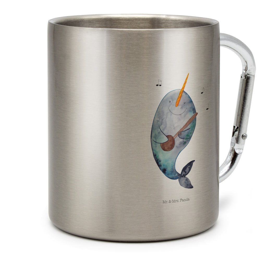 Edelstahlbecher Narwal Gitarre Edelstahltasse, Karabiner, Edelstahlbecher, Outdoor, Camping, Tasse, Becher, Meerestiere, Meer, Urlaub, Narwal, Wal, Tanzen, Probleme, Problemlösung, Frust, Gespräche, Gitarre