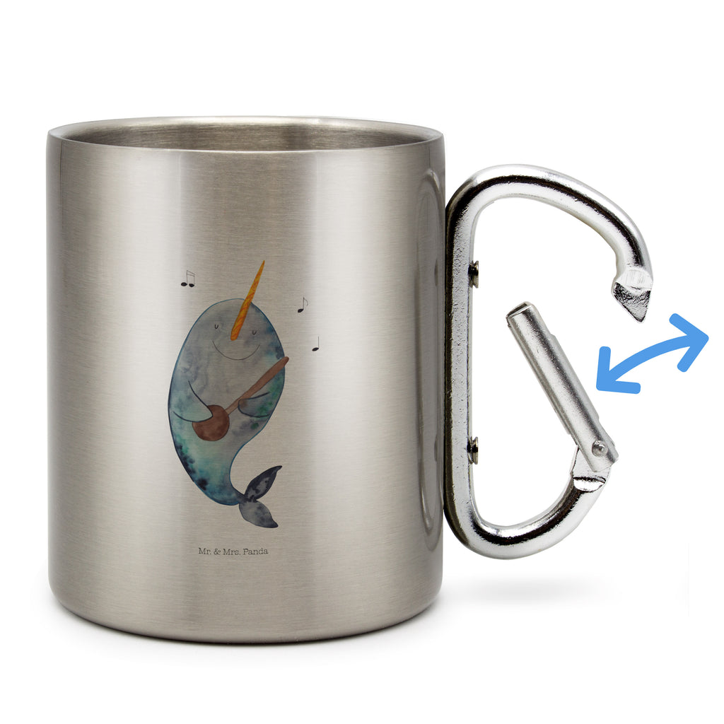 Edelstahlbecher Narwal Gitarre Edelstahltasse, Karabiner, Edelstahlbecher, Outdoor, Camping, Tasse, Becher, Meerestiere, Meer, Urlaub, Narwal, Wal, Tanzen, Probleme, Problemlösung, Frust, Gespräche, Gitarre