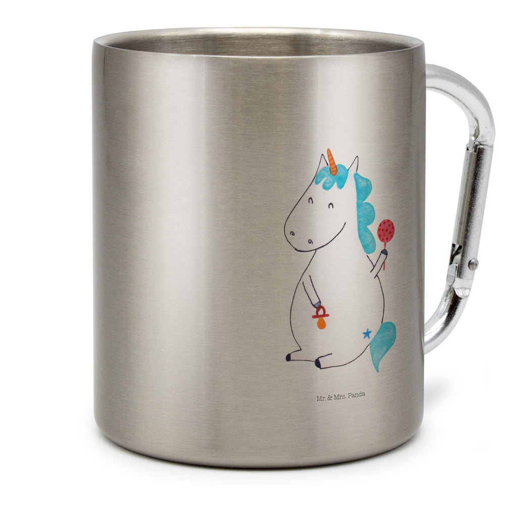 Edelstahlbecher Einhorn Baby Edelstahltasse, Karabiner, Edelstahlbecher, Outdoor, Camping, Tasse, Becher, Einhorn, Einhörner, Einhorn Deko, Pegasus, Unicorn, Mutter, Geburt, Geburtstag, erstes Kind, Baby, Babyglück, Nachwuchs, Eltern, Party, Kind, Schnuller