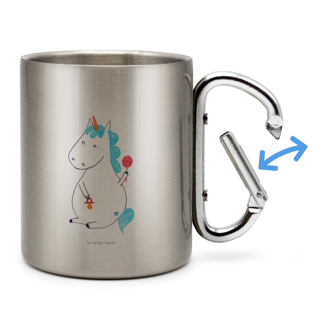 Edelstahlbecher Einhorn Baby Edelstahltasse, Karabiner, Edelstahlbecher, Outdoor, Camping, Tasse, Becher, Einhorn, Einhörner, Einhorn Deko, Pegasus, Unicorn, Mutter, Geburt, Geburtstag, erstes Kind, Baby, Babyglück, Nachwuchs, Eltern, Party, Kind, Schnuller