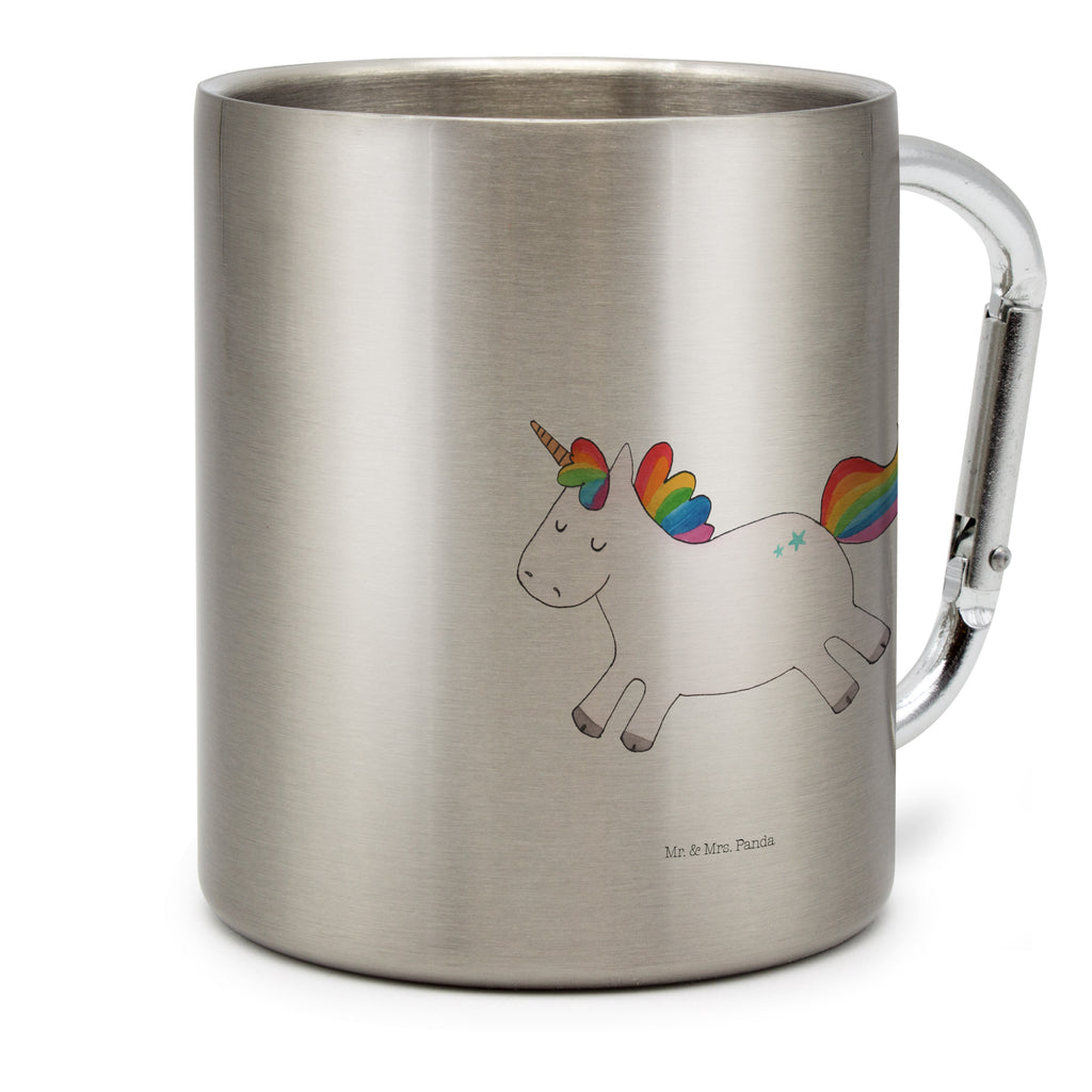 Edelstahlbecher Einhorn Happy Edelstahltasse, Karabiner, Edelstahlbecher, Outdoor, Camping, Tasse, Becher, Einhorn, Einhörner, Einhorn Deko, Pegasus, Unicorn, glücklich, fröhlich, Spaß, Freude, Lebensfreude, witzig, spannend, Lächeln, Lachen