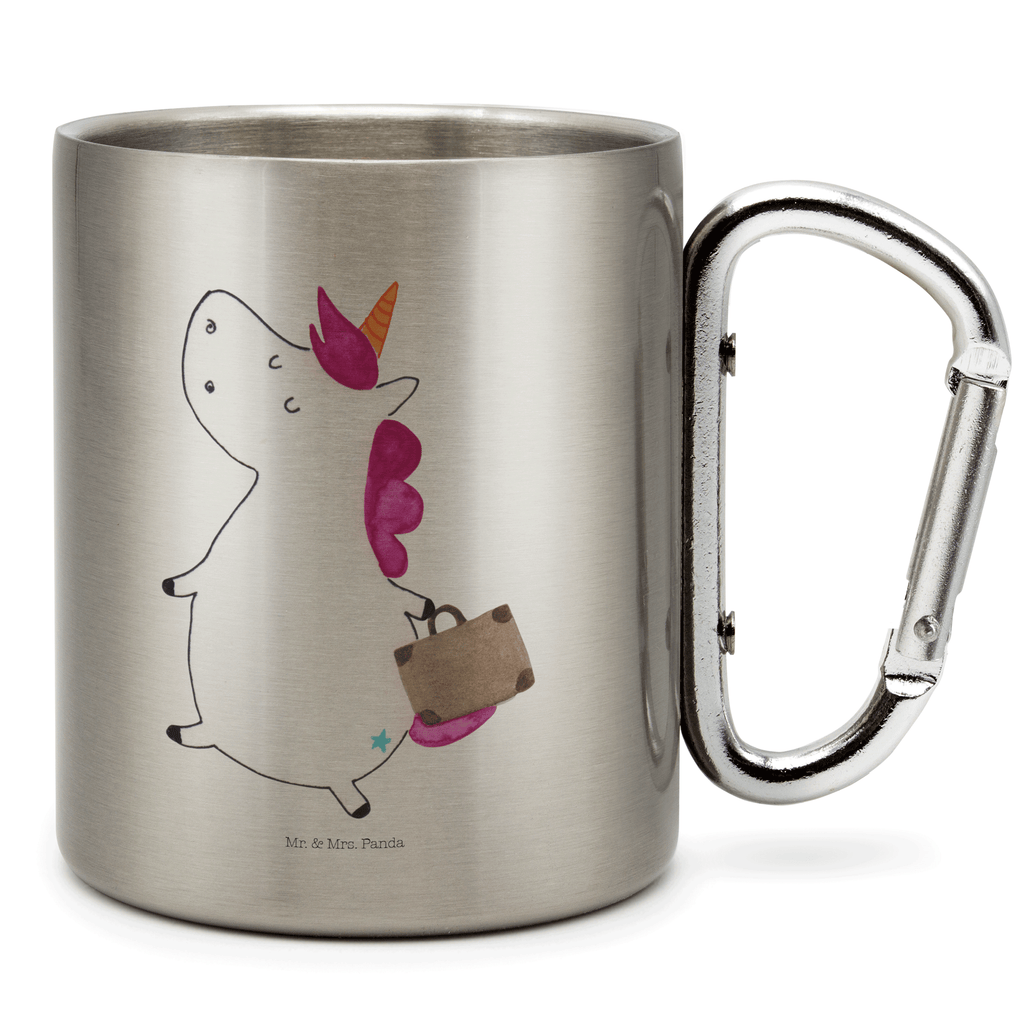 Edelstahlbecher Einhorn Koffer Edelstahltasse, Karabiner, Edelstahlbecher, Outdoor, Camping, Tasse, Becher, Einhorn, Einhörner, Einhorn Deko, Pegasus, Unicorn, unicorn, Koffer, Verreisen, Reise, Gepäck, Abenteuer, Erwachsen, Kind, albern, Spaß, lustig, witzig