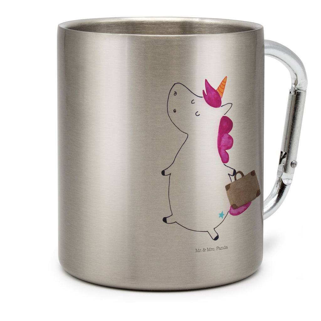 Edelstahlbecher Einhorn Koffer Edelstahltasse, Karabiner, Edelstahlbecher, Outdoor, Camping, Tasse, Becher, Einhorn, Einhörner, Einhorn Deko, Pegasus, Unicorn, unicorn, Koffer, Verreisen, Reise, Gepäck, Abenteuer, Erwachsen, Kind, albern, Spaß, lustig, witzig