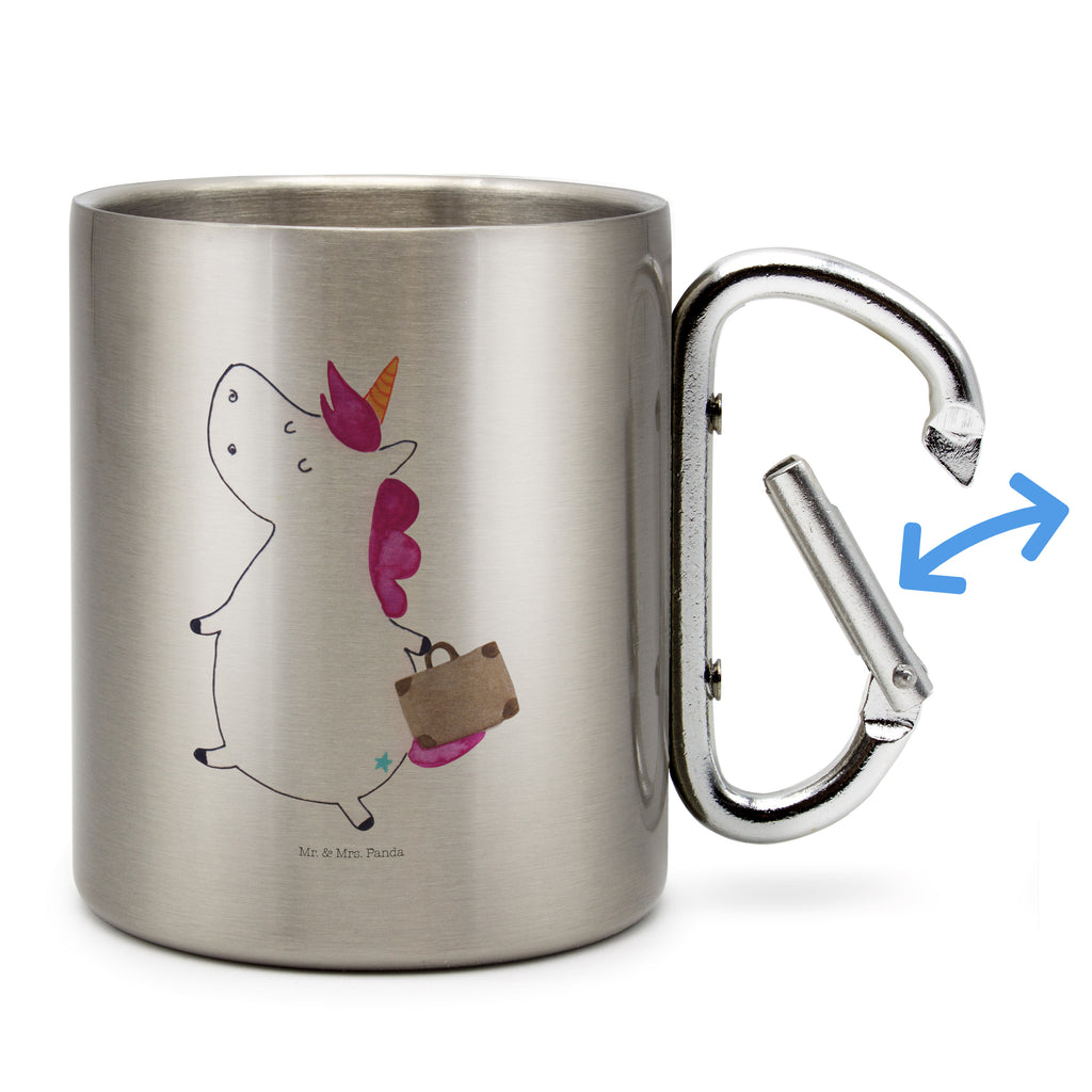 Edelstahlbecher Einhorn Koffer Edelstahltasse, Karabiner, Edelstahlbecher, Outdoor, Camping, Tasse, Becher, Einhorn, Einhörner, Einhorn Deko, Pegasus, Unicorn, unicorn, Koffer, Verreisen, Reise, Gepäck, Abenteuer, Erwachsen, Kind, albern, Spaß, lustig, witzig