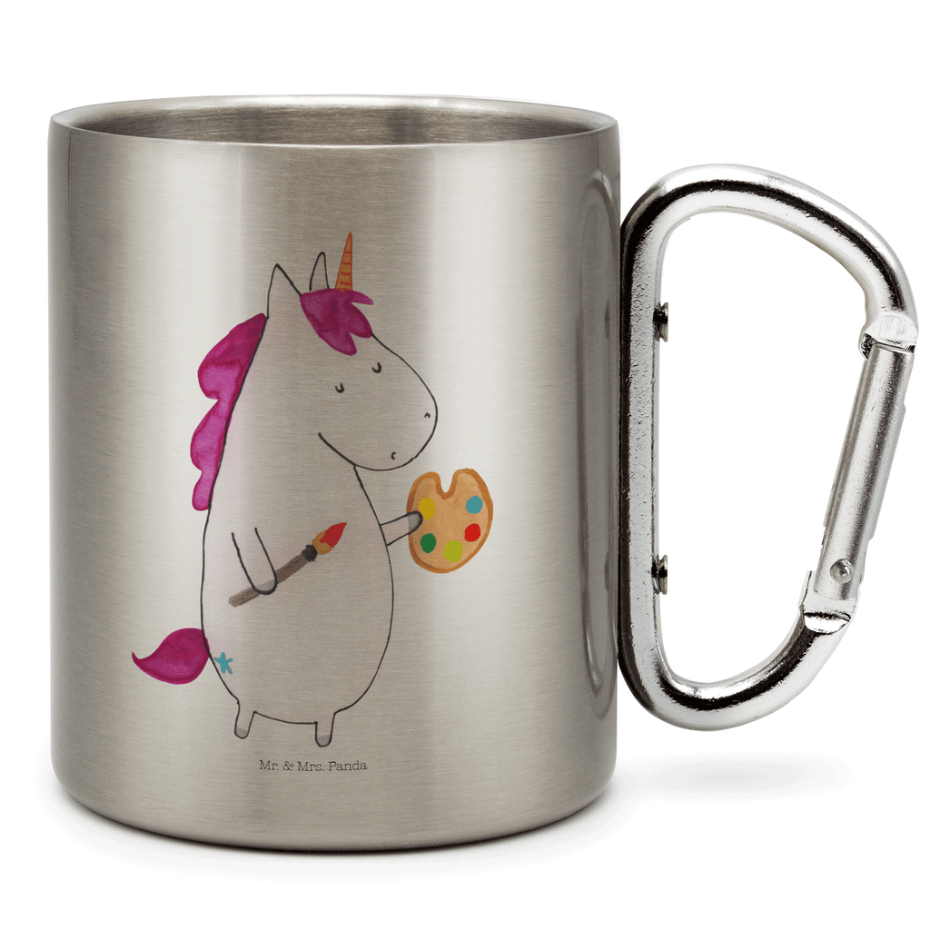 Edelstahlbecher Einhorn Künstler Edelstahltasse, Karabiner, Edelstahlbecher, Outdoor, Camping, Tasse, Becher, Einhorn, Einhörner, Einhorn Deko, Pegasus, Unicorn, Englisch, Künstler, Artist, Malen, Zeichnen, Welt, Farbe, Stift, Pinsel, Geschenk, Maler