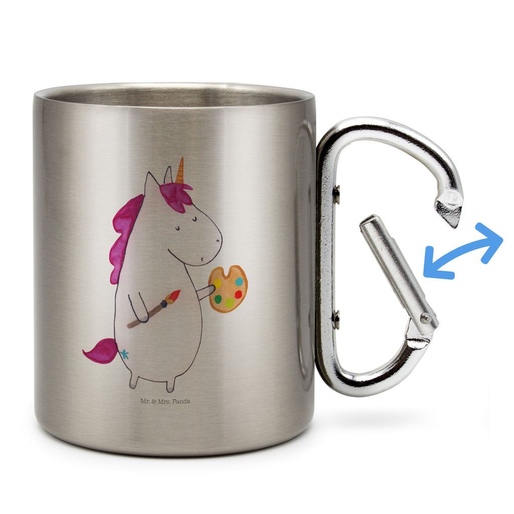 Edelstahlbecher Einhorn Künstler Edelstahltasse, Karabiner, Edelstahlbecher, Outdoor, Camping, Tasse, Becher, Einhorn, Einhörner, Einhorn Deko, Pegasus, Unicorn, Englisch, Künstler, Artist, Malen, Zeichnen, Welt, Farbe, Stift, Pinsel, Geschenk, Maler
