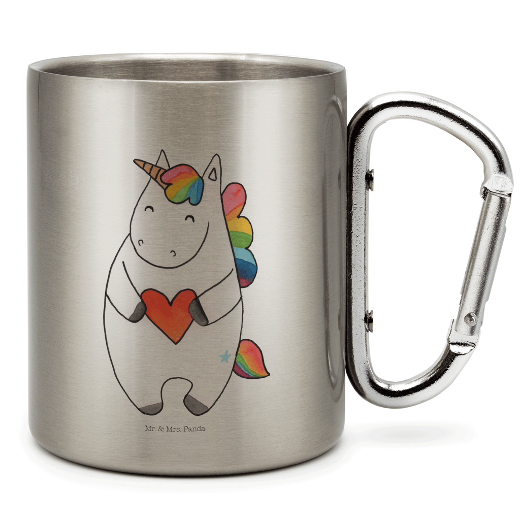 Edelstahlbecher Einhorn Herz Edelstahltasse, Karabiner, Edelstahlbecher, Outdoor, Camping, Tasse, Becher, Einhorn, Einhörner, Einhorn Deko, Pegasus, Unicorn, Herz, schlimm, böse, witzig, lustig, Freundin, anders, bunt