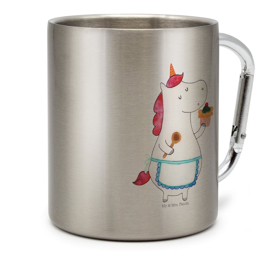 Edelstahlbecher Einhorn Küchenfee Edelstahltasse, Karabiner, Edelstahlbecher, Outdoor, Camping, Tasse, Becher, Einhorn, Einhörner, Einhorn Deko, Pegasus, Unicorn, backen, Muffin, Motivation, Träumer, träumen, Bäckerin, Hobbykoch, Koch, Torte, Kuchen