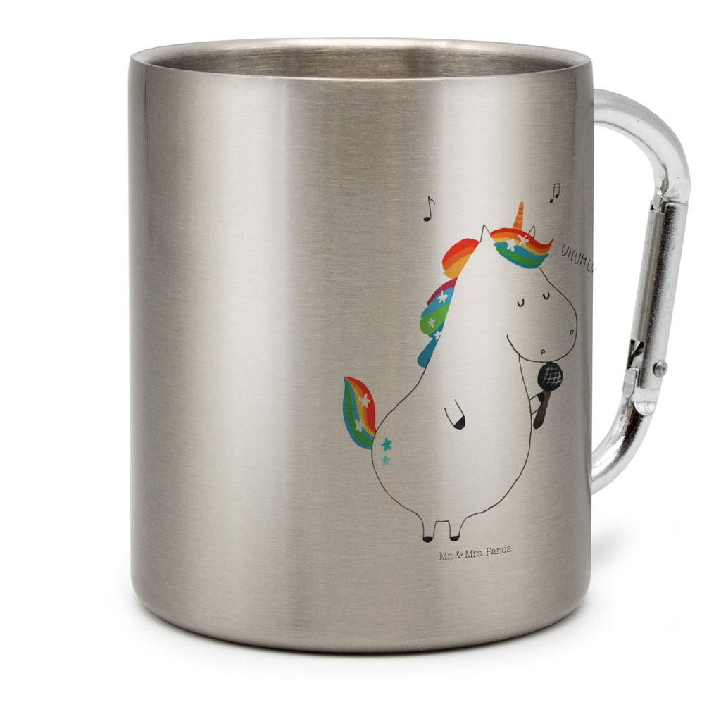 Edelstahlbecher Einhorn Sänger Edelstahltasse, Karabiner, Edelstahlbecher, Outdoor, Camping, Tasse, Becher, Einhorn, Einhörner, Einhorn Deko, Pegasus, Unicorn, Glitzer, Konfetti, Party, Geburtstag, Feier, Fest, Disco, Sängerin, Sänger, Freundin