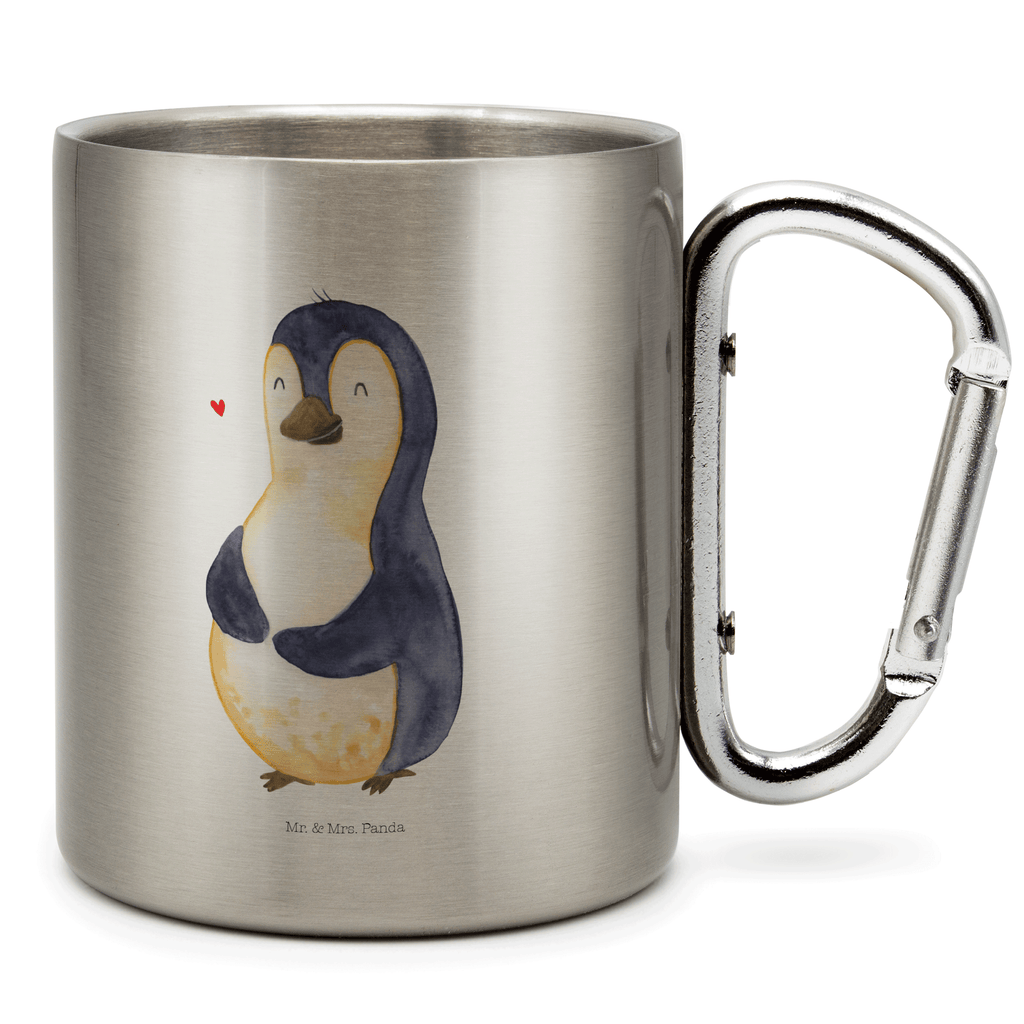Edelstahlbecher Pinguin Diät Edelstahltasse, Karabiner, Edelstahlbecher, Outdoor, Camping, Tasse, Becher, Pinguin, Pinguine, Diät, Abnehmen, Abspecken, Gewicht, Motivation, Selbstliebe, Körperliebe, Selbstrespekt