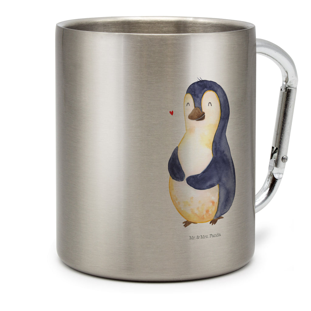 Edelstahlbecher Pinguin Diät Edelstahltasse, Karabiner, Edelstahlbecher, Outdoor, Camping, Tasse, Becher, Pinguin, Pinguine, Diät, Abnehmen, Abspecken, Gewicht, Motivation, Selbstliebe, Körperliebe, Selbstrespekt
