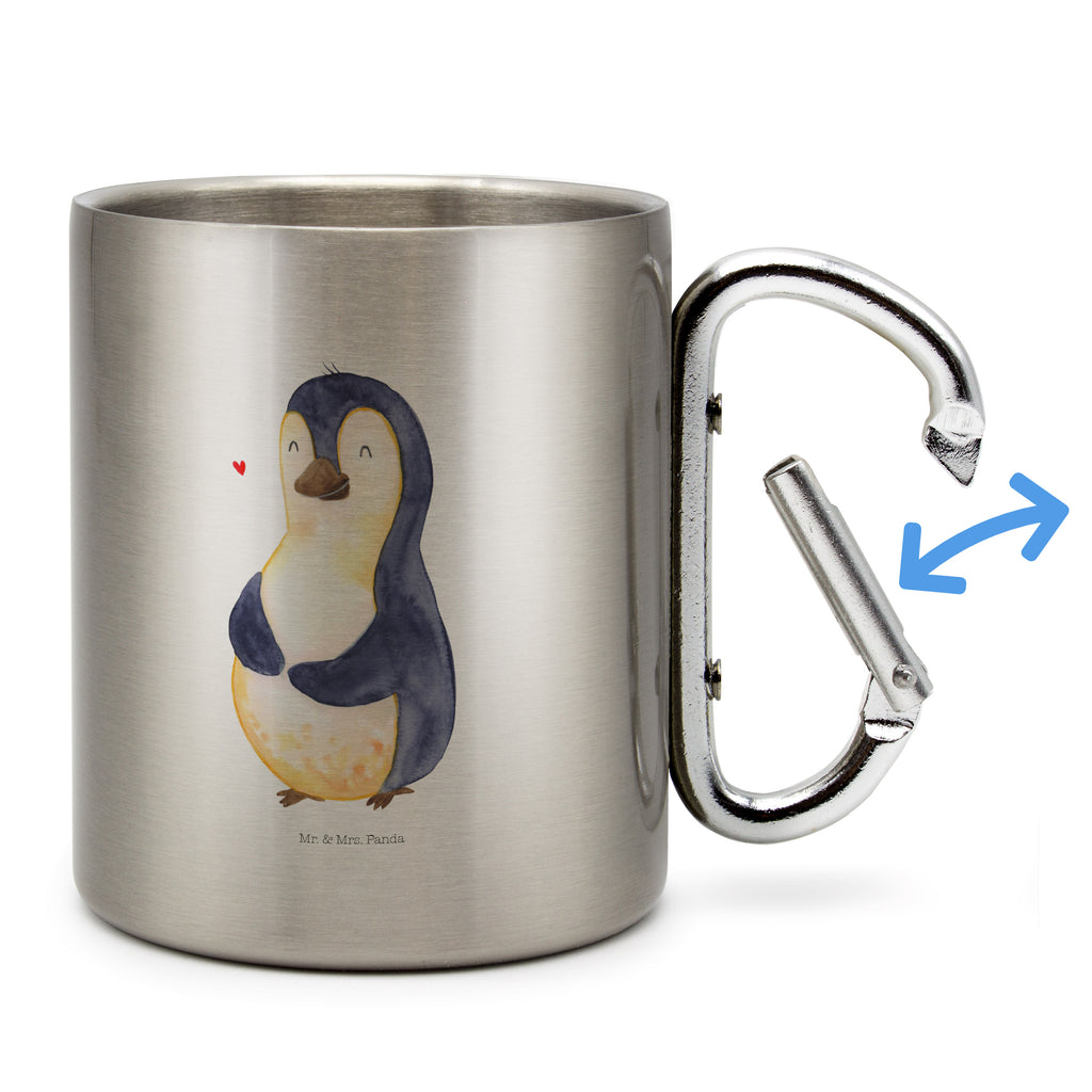 Edelstahlbecher Pinguin Diät Edelstahltasse, Karabiner, Edelstahlbecher, Outdoor, Camping, Tasse, Becher, Pinguin, Pinguine, Diät, Abnehmen, Abspecken, Gewicht, Motivation, Selbstliebe, Körperliebe, Selbstrespekt