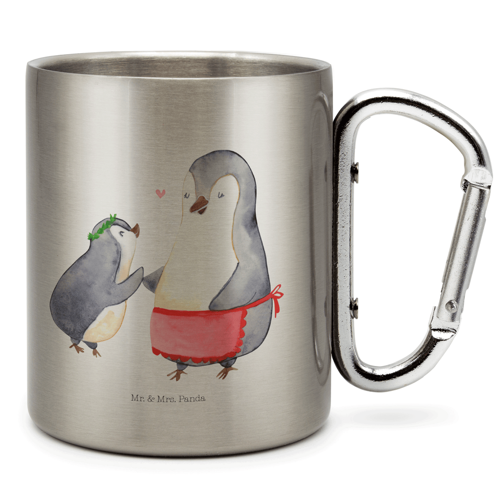 Edelstahlbecher Pinguin mit Kind Edelstahltasse, Karabiner, Edelstahlbecher, Outdoor, Camping, Tasse, Becher, Familie, Vatertag, Muttertag, Bruder, Schwester, Mama, Papa, Oma, Opa, Geschenk, Mami, Mutti, Mutter, Geburststag