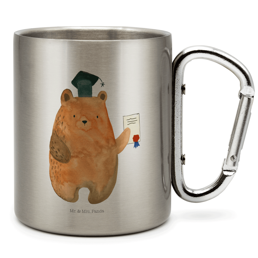 Edelstahlbecher Prüfungsbär Edelstahltasse, Karabiner, Edelstahlbecher, Outdoor, Camping, Tasse, Becher, Bär, Teddy, Teddybär, Abitur, Prüfungen, Prüfung bestanden, Abschluss, Zeugnis, Abschlusszeugnis