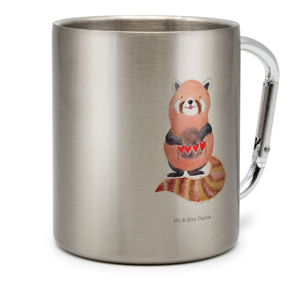 Edelstahlbecher Roter Panda Edelstahltasse, Karabiner, Edelstahlbecher, Outdoor, Camping, Tasse, Becher, Tiermotive, Gute Laune, lustige Sprüche, Tiere, Panda, Liebe, Rot, Herz, Liebling, Lieblingsmensch