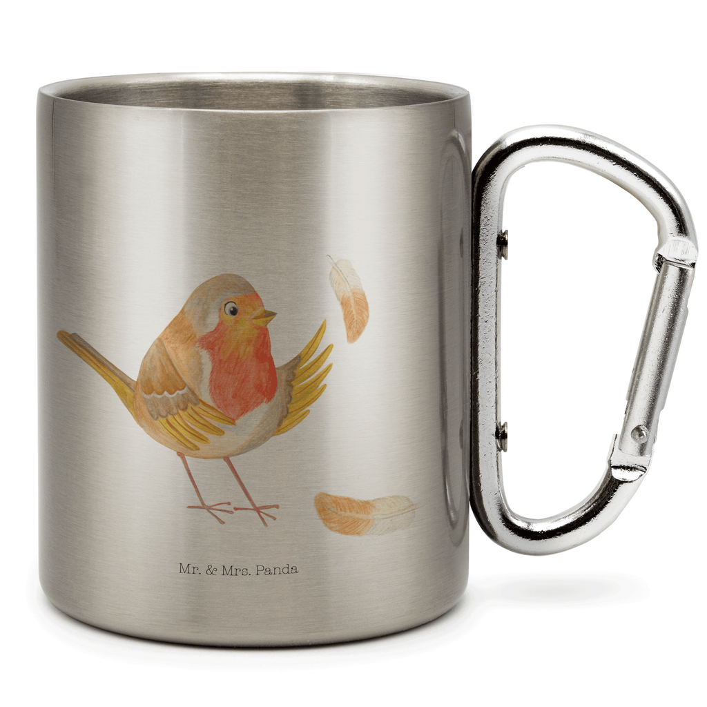 Edelstahlbecher Rotkehlchen mit Federn Edelstahltasse, Karabiner, Edelstahlbecher, Outdoor, Camping, Tasse, Becher, Tiermotive, Gute Laune, lustige Sprüche, Tiere, What if i fall, Rotkehlchen, Spruch Motivation, Spruch Mut, Vogel, Motivation Sprüche, Motivationsbilder, fliegen
