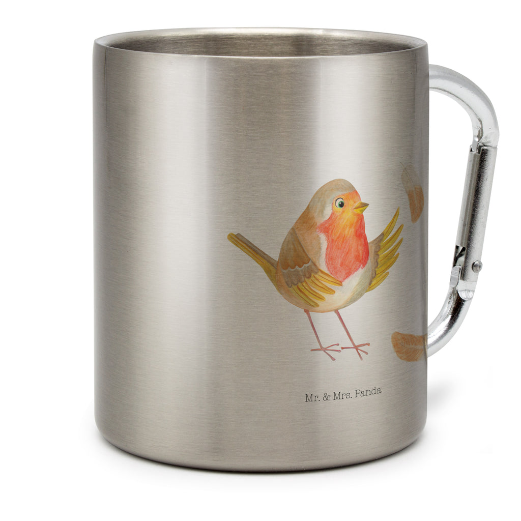 Edelstahlbecher Rotkehlchen mit Federn Edelstahltasse, Karabiner, Edelstahlbecher, Outdoor, Camping, Tasse, Becher, Tiermotive, Gute Laune, lustige Sprüche, Tiere, What if i fall, Rotkehlchen, Spruch Motivation, Spruch Mut, Vogel, Motivation Sprüche, Motivationsbilder, fliegen