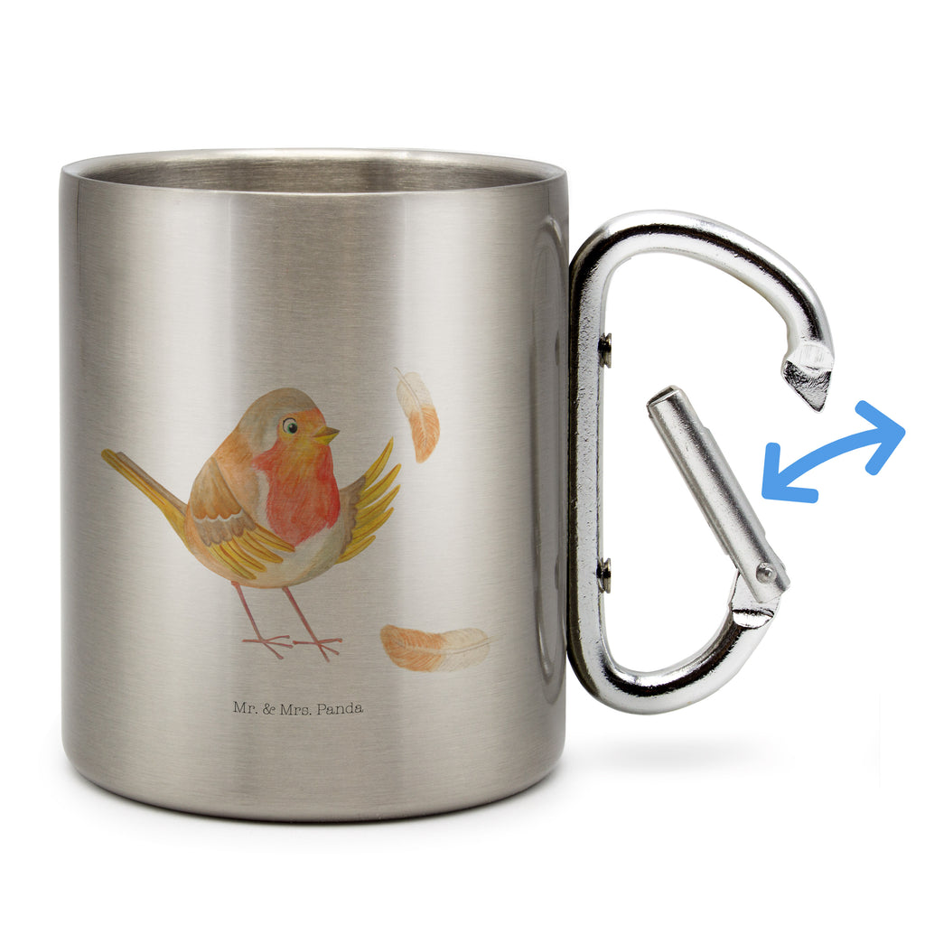 Edelstahlbecher Rotkehlchen mit Federn Edelstahltasse, Karabiner, Edelstahlbecher, Outdoor, Camping, Tasse, Becher, Tiermotive, Gute Laune, lustige Sprüche, Tiere, What if i fall, Rotkehlchen, Spruch Motivation, Spruch Mut, Vogel, Motivation Sprüche, Motivationsbilder, fliegen