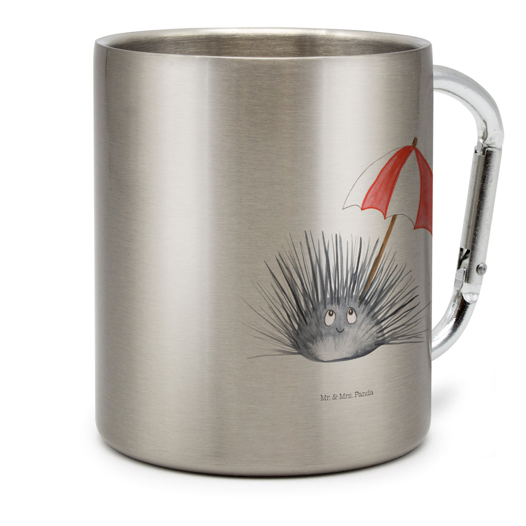 Edelstahlbecher Seeigel Edelstahltasse, Karabiner, Edelstahlbecher, Outdoor, Camping, Tasse, Becher, Meerestiere, Meer, Urlaub, Seeigel, Achtsamkeit, Selbstakzeptanz, Selbstliebe, Hier und Jetzt, Leben, Lebe