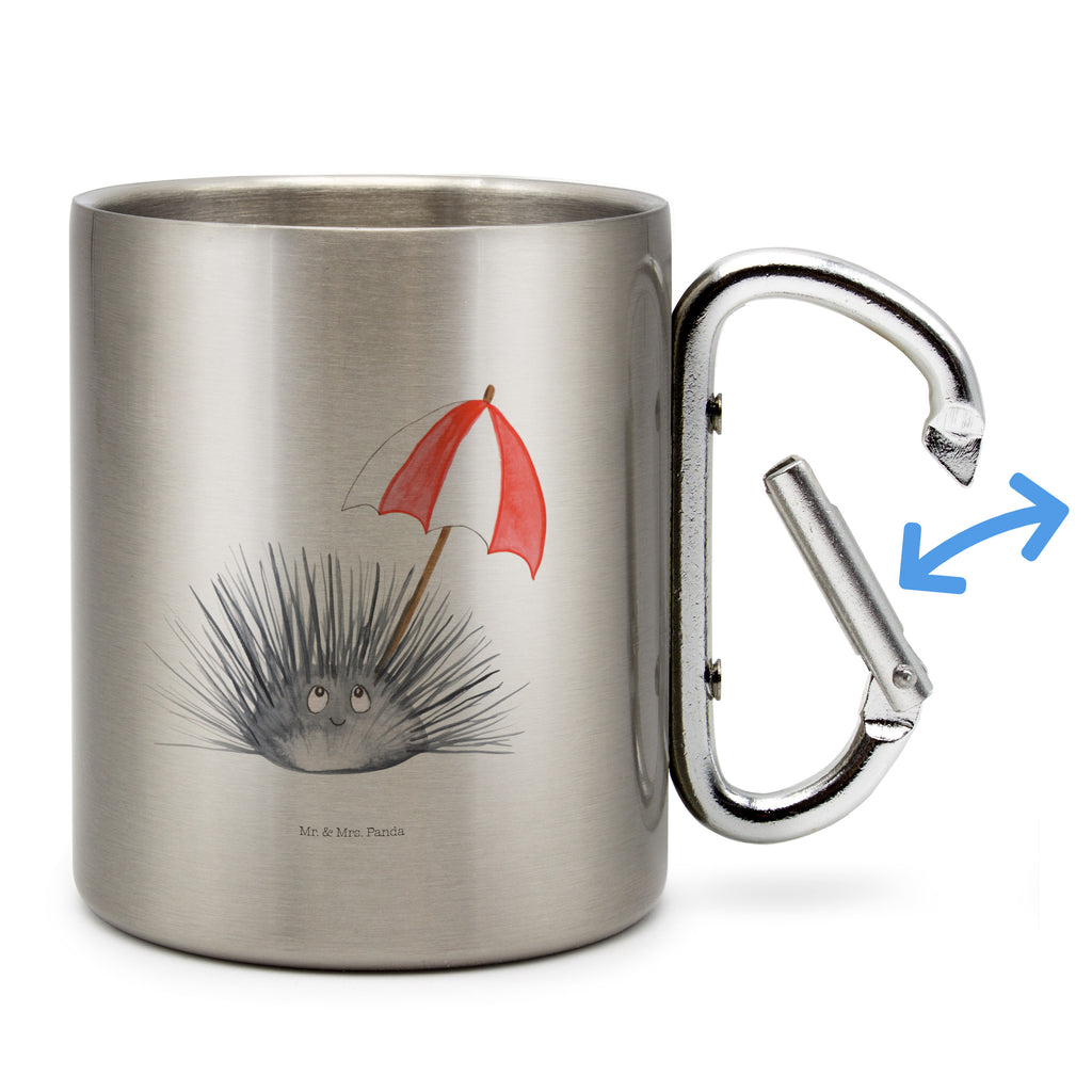 Edelstahlbecher Seeigel Edelstahltasse, Karabiner, Edelstahlbecher, Outdoor, Camping, Tasse, Becher, Meerestiere, Meer, Urlaub, Seeigel, Achtsamkeit, Selbstakzeptanz, Selbstliebe, Hier und Jetzt, Leben, Lebe