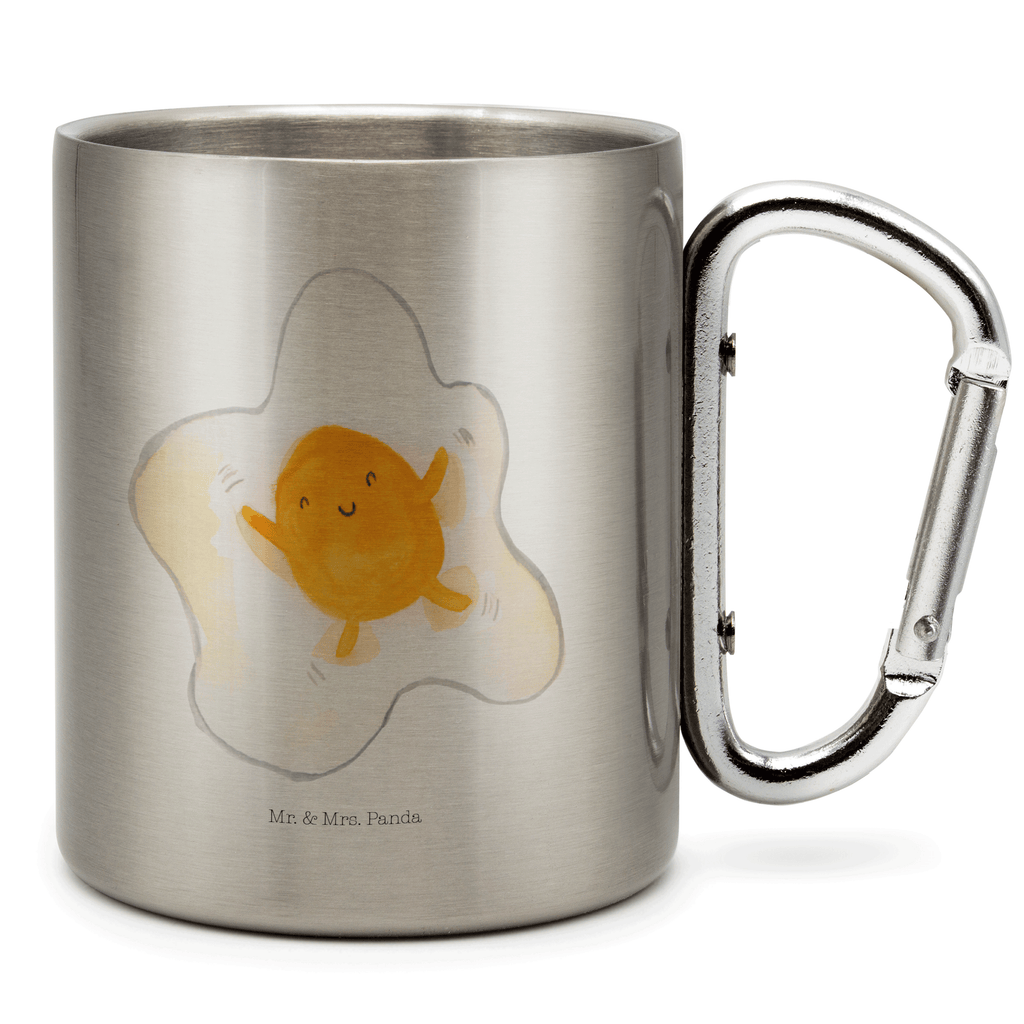 Edelstahlbecher Spiegelei Edelstahltasse, Karabiner, Edelstahlbecher, Outdoor, Camping, Tasse, Becher, Tiermotive, Gute Laune, lustige Sprüche, Tiere, Ei, Spiegelei, Schön, Tag, Glücklich, Liebe