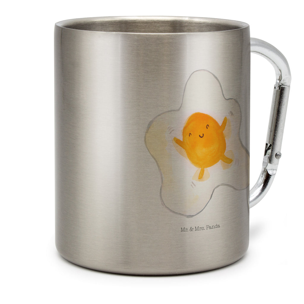 Edelstahlbecher Spiegelei Edelstahltasse, Karabiner, Edelstahlbecher, Outdoor, Camping, Tasse, Becher, Tiermotive, Gute Laune, lustige Sprüche, Tiere, Ei, Spiegelei, Schön, Tag, Glücklich, Liebe