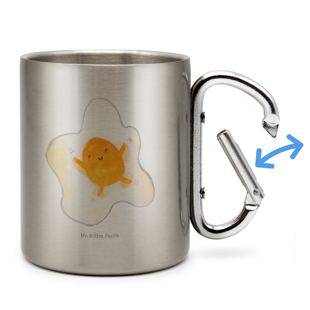 Edelstahlbecher Spiegelei Edelstahltasse, Karabiner, Edelstahlbecher, Outdoor, Camping, Tasse, Becher, Tiermotive, Gute Laune, lustige Sprüche, Tiere, Ei, Spiegelei, Schön, Tag, Glücklich, Liebe