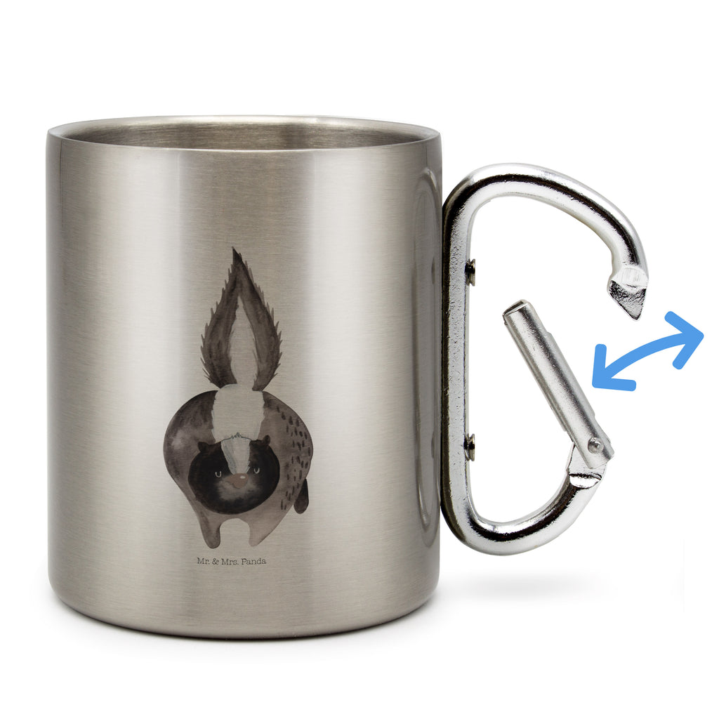 Edelstahlbecher Stinktier Angriff Edelstahltasse, Karabiner, Edelstahlbecher, Outdoor, Camping, Tasse, Becher, Stinktier, Skunk, Wildtier, Raubtier, Stinker, Stinki, wütend, Drohung
