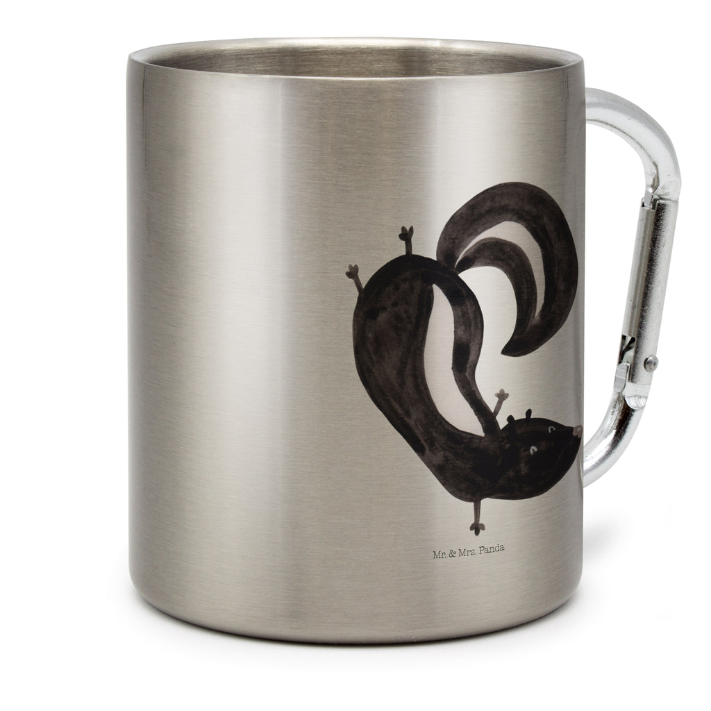 Edelstahlbecher Stinktier Handstand Edelstahltasse, Karabiner, Edelstahlbecher, Outdoor, Camping, Tasse, Becher, Stinktier, Skunk, Wildtier, Raubtier, Stinker, Stinki, Spielplatz, verpielt, Kind