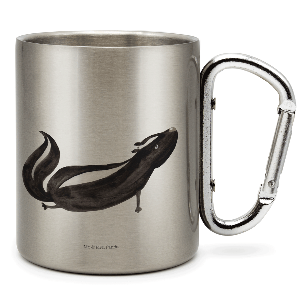 Edelstahlbecher Stinktier Yoga Edelstahltasse, Karabiner, Edelstahlbecher, Outdoor, Camping, Tasse, Becher, Stinktier, Skunk, Wildtier, Raubtier, Stinker, Stinki, Yoga, Namaste, Lebe, Liebe, Lache