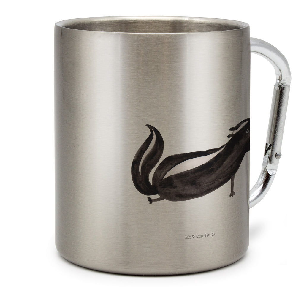 Edelstahlbecher Stinktier Yoga Edelstahltasse, Karabiner, Edelstahlbecher, Outdoor, Camping, Tasse, Becher, Stinktier, Skunk, Wildtier, Raubtier, Stinker, Stinki, Yoga, Namaste, Lebe, Liebe, Lache