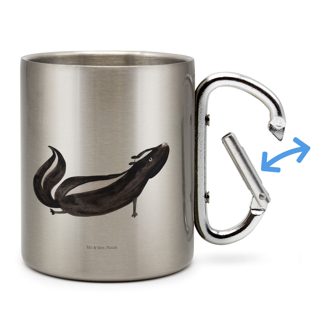 Edelstahlbecher Stinktier Yoga Edelstahltasse, Karabiner, Edelstahlbecher, Outdoor, Camping, Tasse, Becher, Stinktier, Skunk, Wildtier, Raubtier, Stinker, Stinki, Yoga, Namaste, Lebe, Liebe, Lache