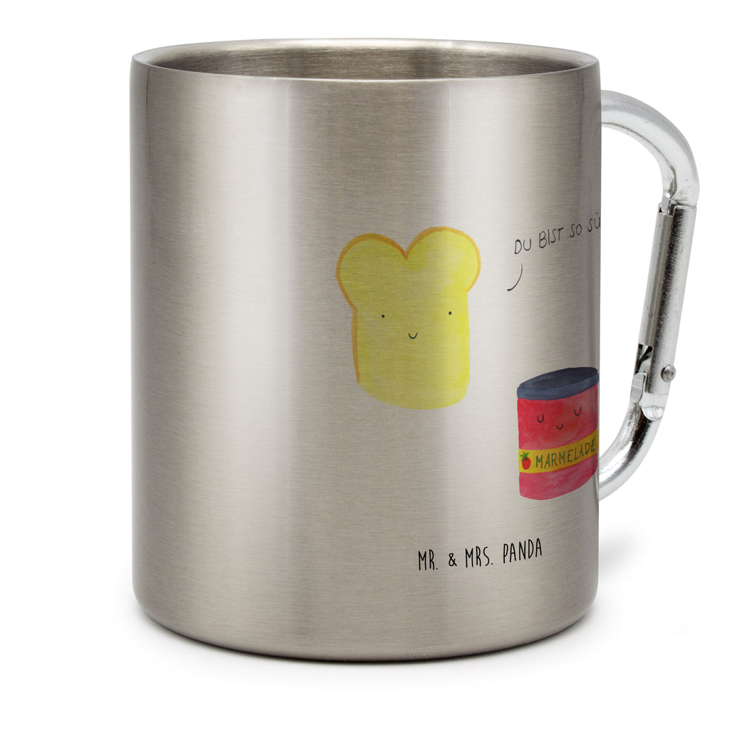 Edelstahlbecher Toast & Marmelade Edelstahltasse, Karabiner, Edelstahlbecher, Outdoor, Camping, Tasse, Becher, Tiermotive, Gute Laune, lustige Sprüche, Tiere, Toast, Marmelade, Dreamteam, süße Postkarte, süß, Küche Deko, Küche Spruch, Frühstück Einladung, Brot, Toastbrot