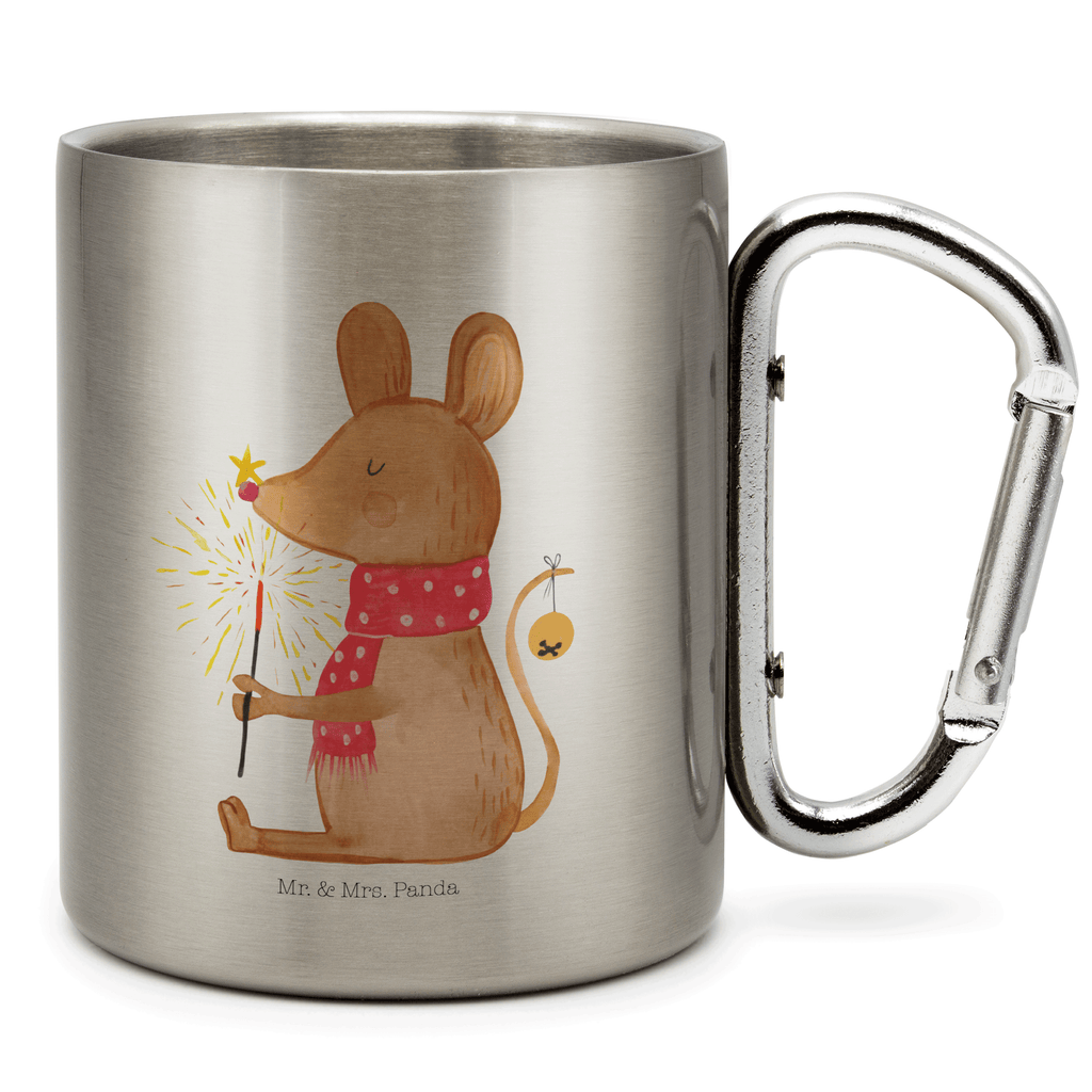 Edelstahlbecher Weihnachtsmaus Edelstahltasse, Karabiner, Edelstahlbecher, Outdoor, Camping, Tasse, Becher, Winter, Weihnachten, Weihnachtsdeko, Nikolaus, Advent, Heiligabend, Wintermotiv, Frohe Weihnachten, Weihnachtsgruß, Weihnachtsmotiv, Maus, Mäuschen, Weihnachtswunder