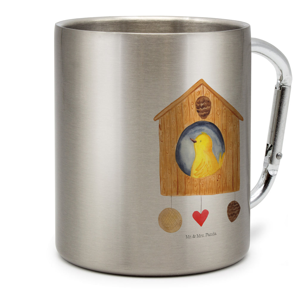 Edelstahlbecher Vogelhaus sweet Home Edelstahltasse, Karabiner, Edelstahlbecher, Outdoor, Camping, Tasse, Becher, Tiermotive, Gute Laune, lustige Sprüche, Tiere, Vogelhaus, Vogel, Home sweet Home, Einzug, Umzug, Geschenk, Einzugsgeschenk, Hausbau, Haus