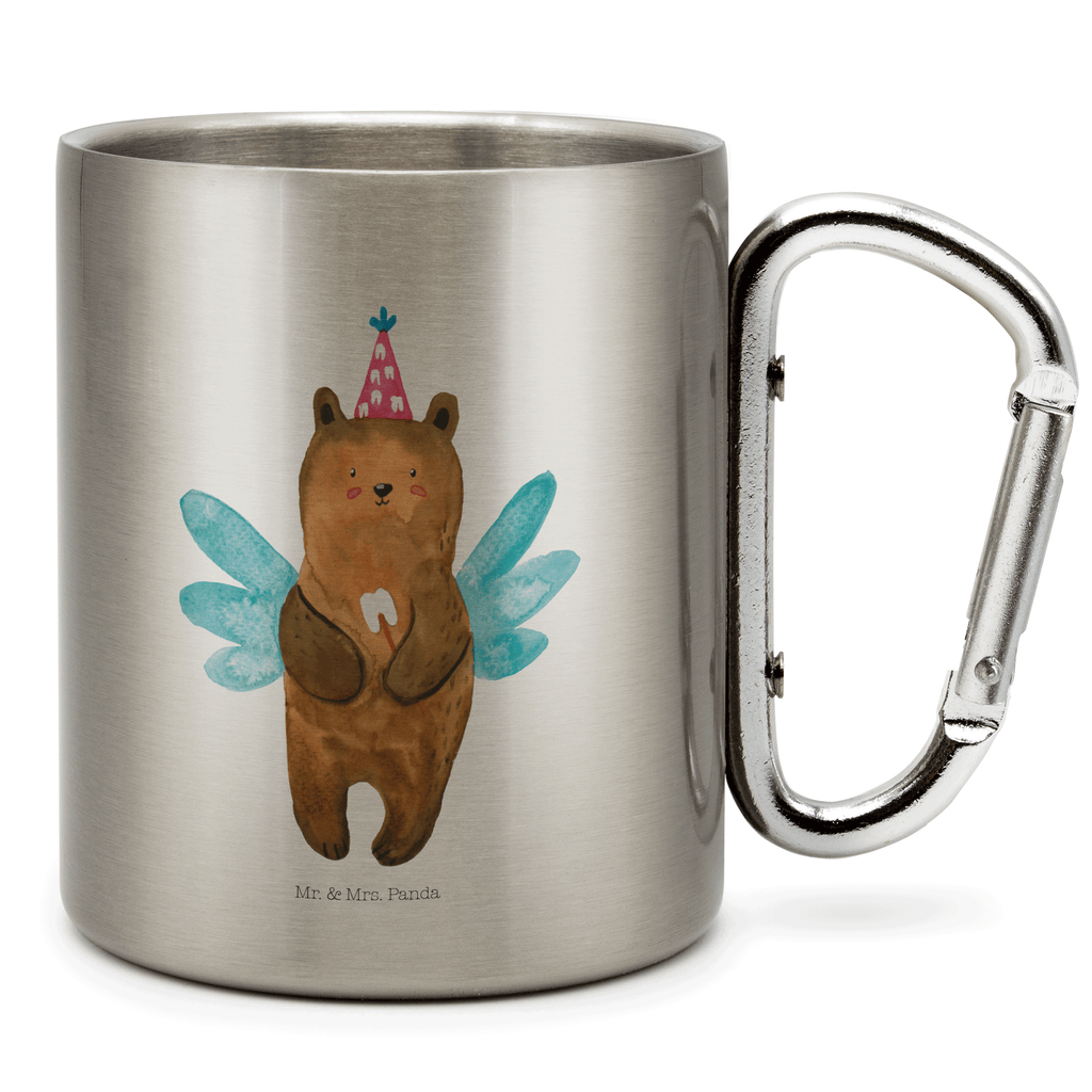 Edelstahlbecher Zahnfee Bär Edelstahltasse, Karabiner, Edelstahlbecher, Outdoor, Camping, Tasse, Becher, Bär, Teddy, Teddybär, Zahnfee, Fee, Milchzahn, Erster Zahn