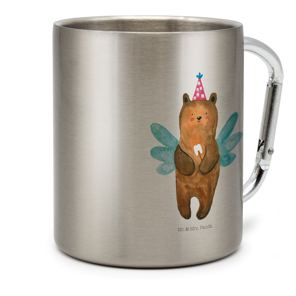 Edelstahlbecher Zahnfee Bär Edelstahltasse, Karabiner, Edelstahlbecher, Outdoor, Camping, Tasse, Becher, Bär, Teddy, Teddybär, Zahnfee, Fee, Milchzahn, Erster Zahn