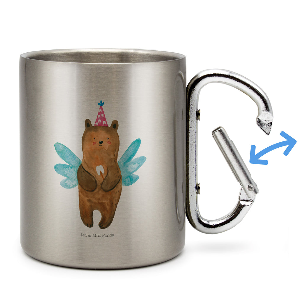 Edelstahlbecher Zahnfee Bär Edelstahltasse, Karabiner, Edelstahlbecher, Outdoor, Camping, Tasse, Becher, Bär, Teddy, Teddybär, Zahnfee, Fee, Milchzahn, Erster Zahn