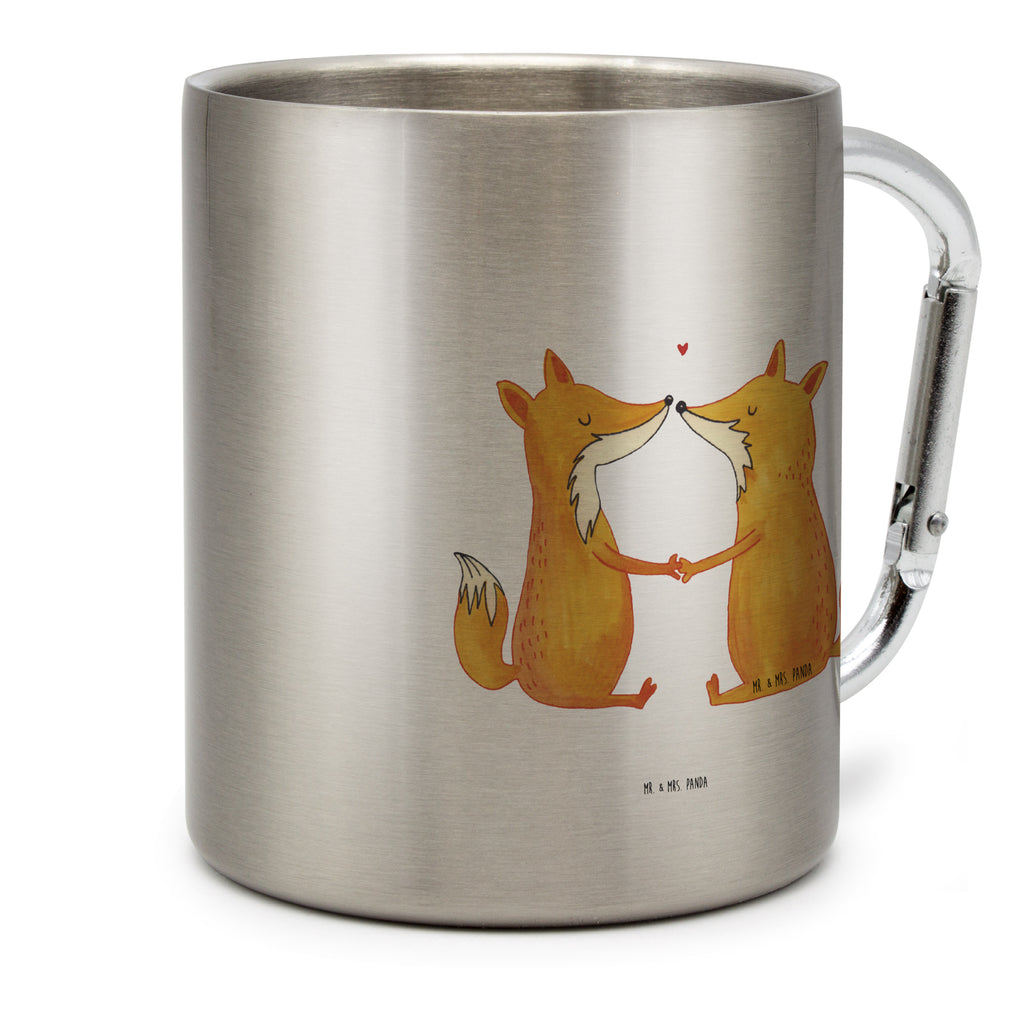 Edelstahlbecher Füchse Liebe Edelstahltasse, Karabiner, Edelstahlbecher, Outdoor, Camping, Tasse, Becher, Fuchs, Füchse, Fox, Liebe, Liebespaar, Paar, Partner, Freundin, Freund, Ehe, Verlobte, Ehemann, Ehefrau, Liebesbeweis