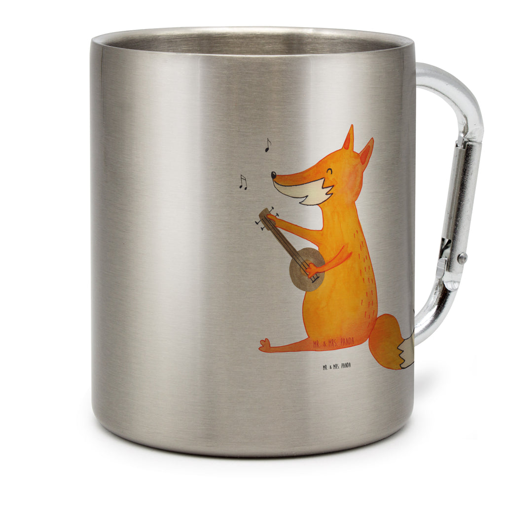 Edelstahlbecher Fuchs Gitarre Edelstahltasse, Karabiner, Edelstahlbecher, Outdoor, Camping, Tasse, Becher, Fuchs, Füchse, Geschenk Musiker, Musik Spruch, Musikerin, Sänger, Sängerin, Gitarre
