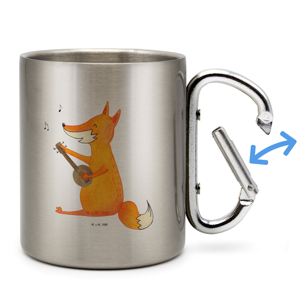 Edelstahlbecher Fuchs Gitarre Edelstahltasse, Karabiner, Edelstahlbecher, Outdoor, Camping, Tasse, Becher, Fuchs, Füchse, Geschenk Musiker, Musik Spruch, Musikerin, Sänger, Sängerin, Gitarre