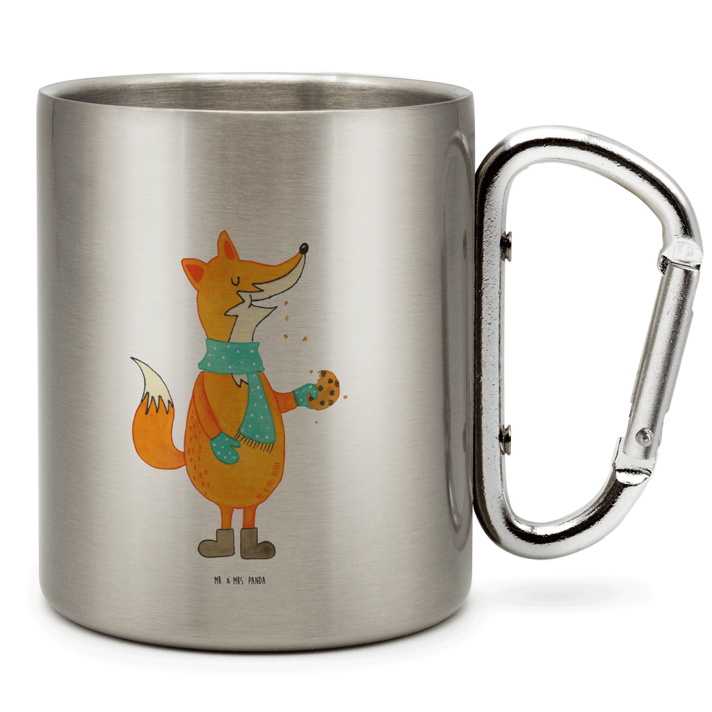 Edelstahlbecher Fuchs Keks Edelstahltasse, Karabiner, Edelstahlbecher, Outdoor, Camping, Tasse, Becher, Fuchs, Füchse, Backen Spruch, Kekse, Winter, Weihnachtszeit, Plätzchen, Liebe, Küche Deko