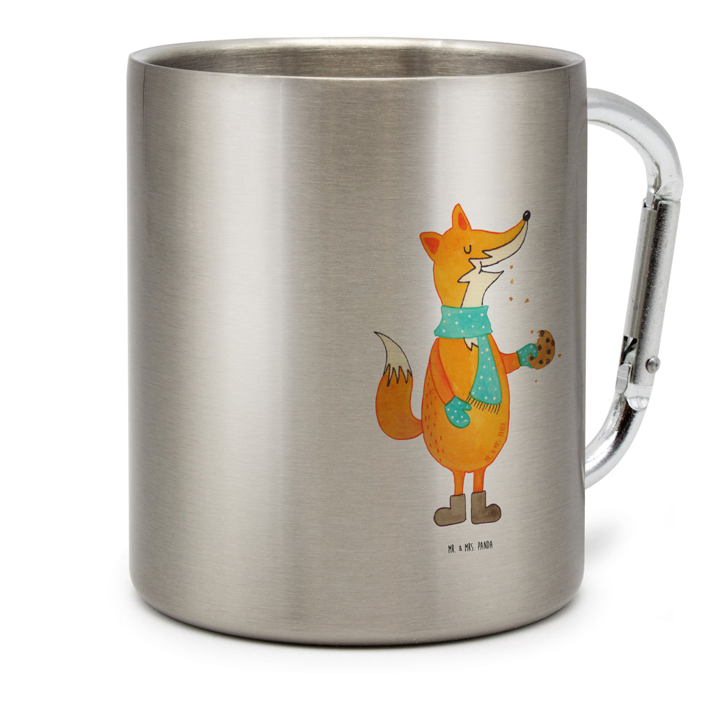 Edelstahlbecher Fuchs Keks Edelstahltasse, Karabiner, Edelstahlbecher, Outdoor, Camping, Tasse, Becher, Fuchs, Füchse, Backen Spruch, Kekse, Winter, Weihnachtszeit, Plätzchen, Liebe, Küche Deko
